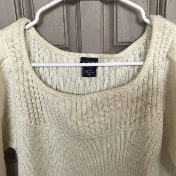 Canyon River Blues Sweater Dress SzM Cream 1/2Sleeve Knee Length Round Neck - Picture 3 of 10